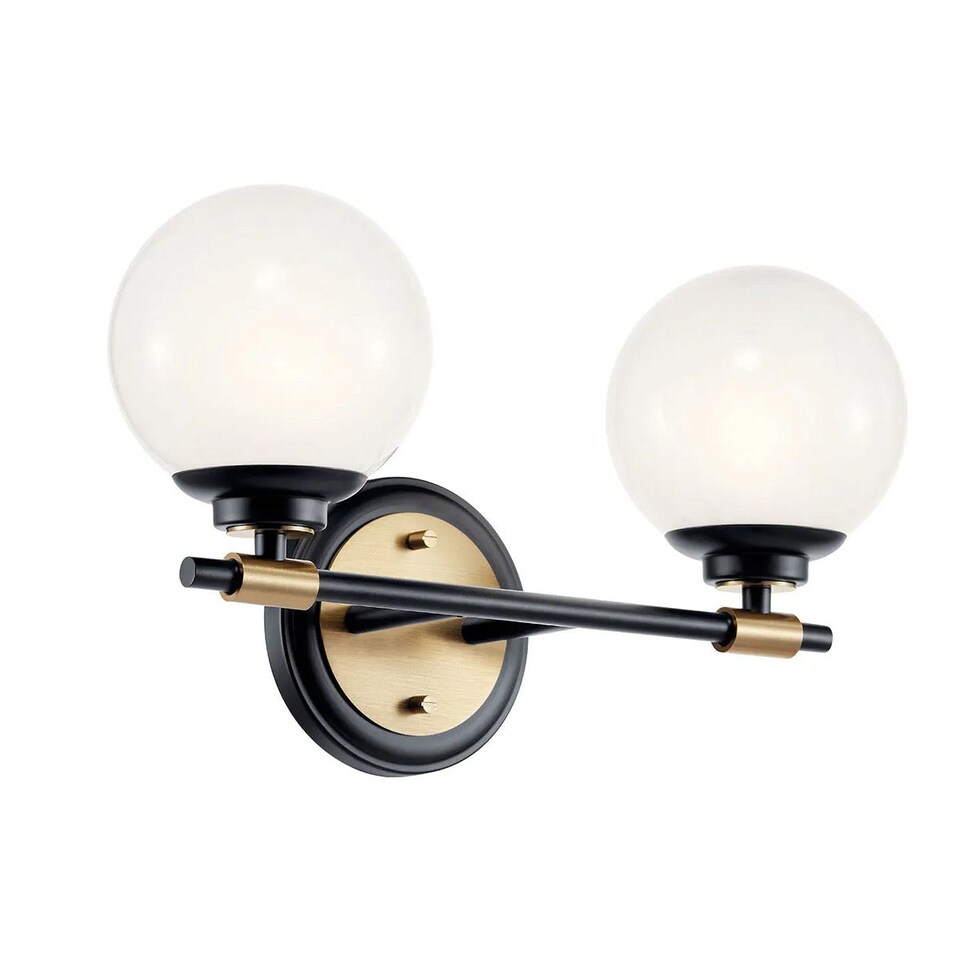 image 1 of Kichler Benno Bathroom Wall Lamp Contemporary Black, Champagne Bronze 3000K IP44 2x G9