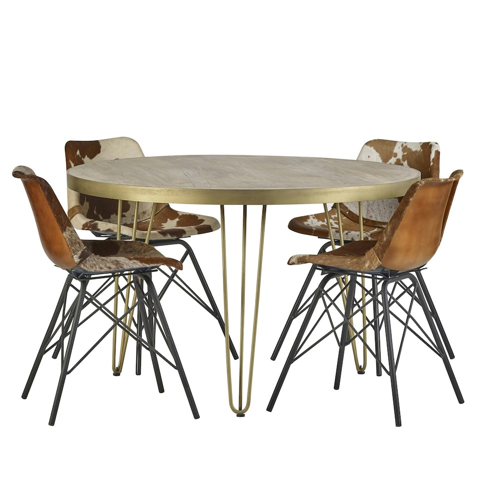 image 1 of Light Gold Round Dining Table