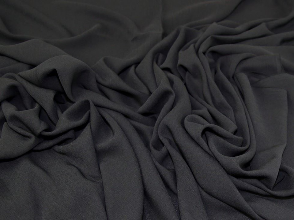 Black Ripple Crepe Fabric for Dressmaking, 148cm / 58" Wide - per metre