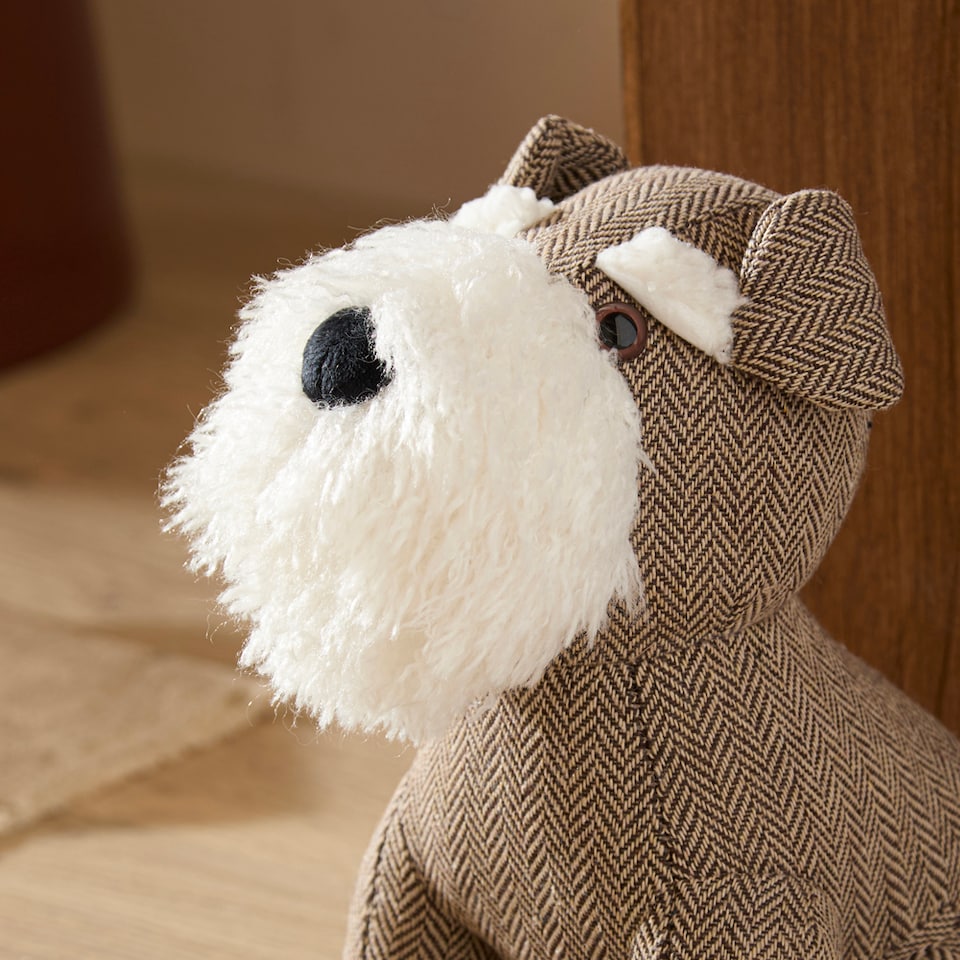 image 1 of Furn Schnauzer Dog Herringbone Door Stop | Brown | Brown | One Size | 1