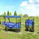 image 7 of Outsunny Outdoor Push Pull Wagon Stroller Cart w/ Canopy Top Blue