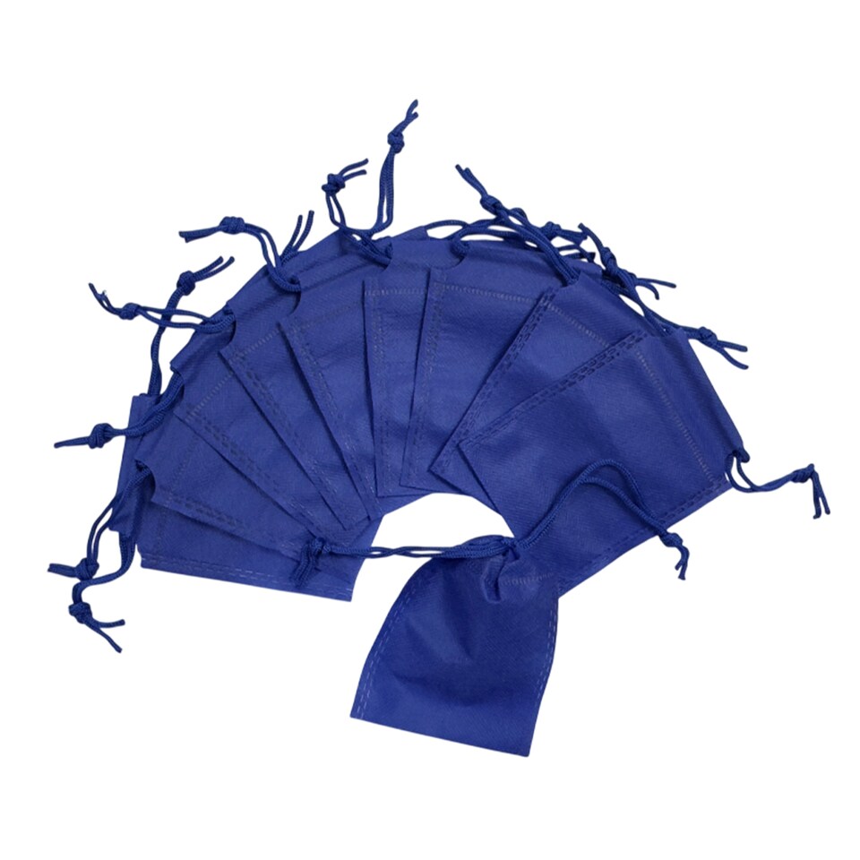 image 1 of Pack of 25 Blue Coloured 12x9cm Non-Woven Drawstring Bags | Blue
