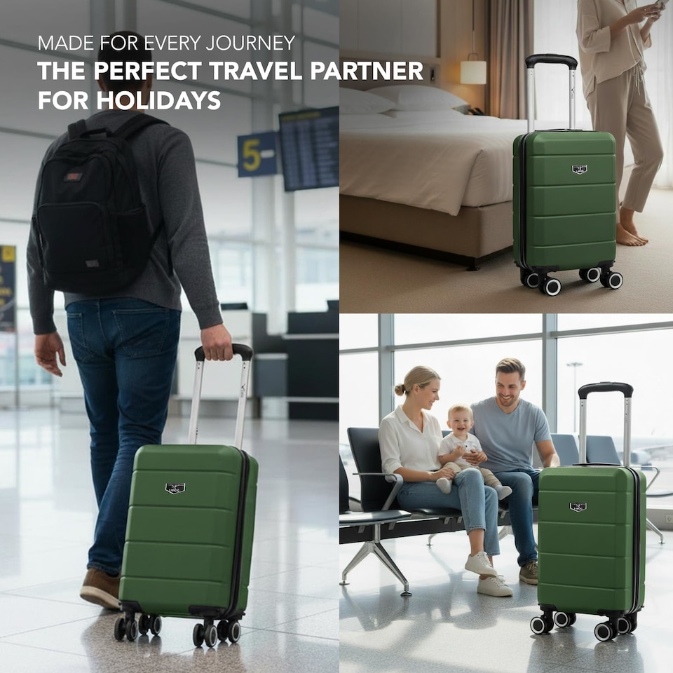 image 1 of Lugg Jetset Lightweight ABS Hard Shell Cabin Suitcase with 4 Spinner Wheels (40x30x20cm)