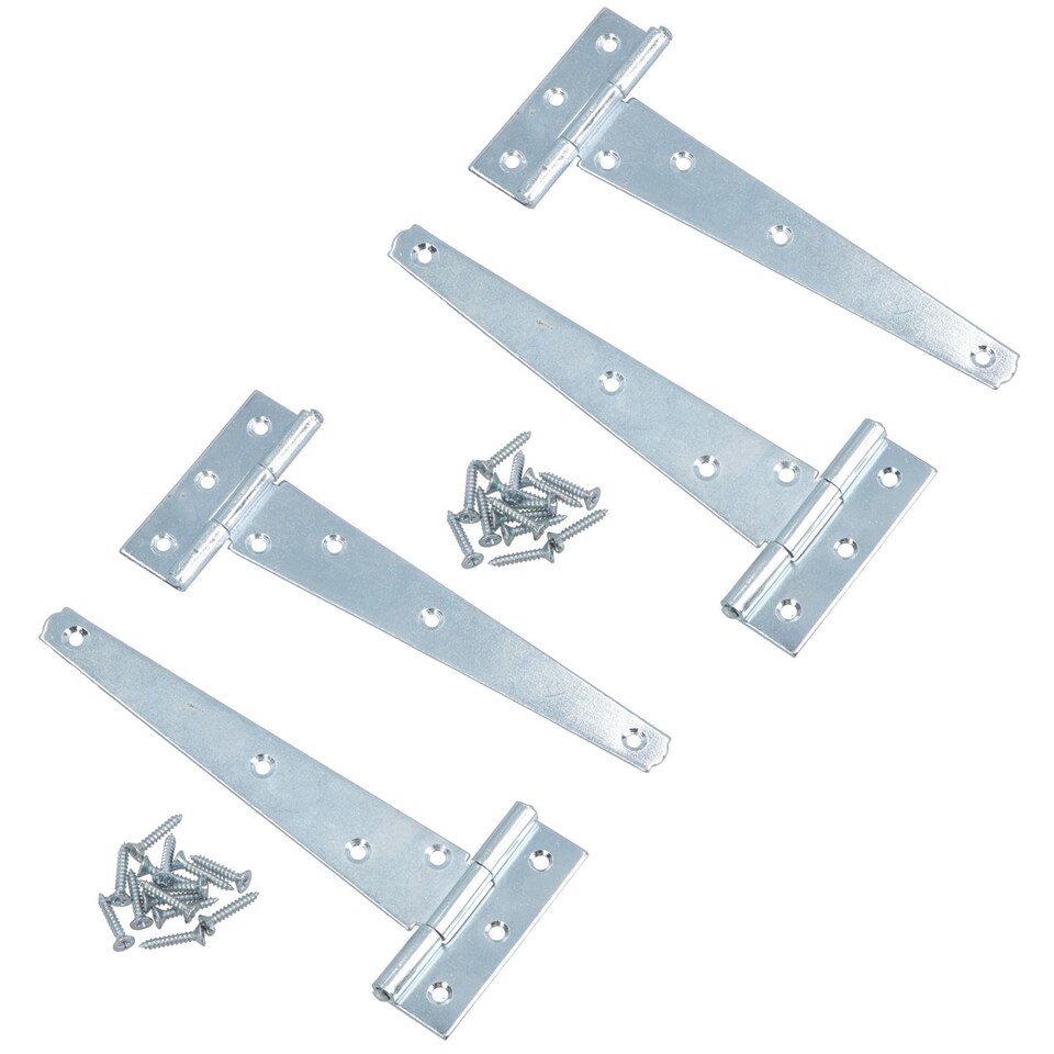 image 1 of 6in / 152mm Heavy Duty T Tee Hinges For Shed + Garden Gates Zinc Plated 4pc