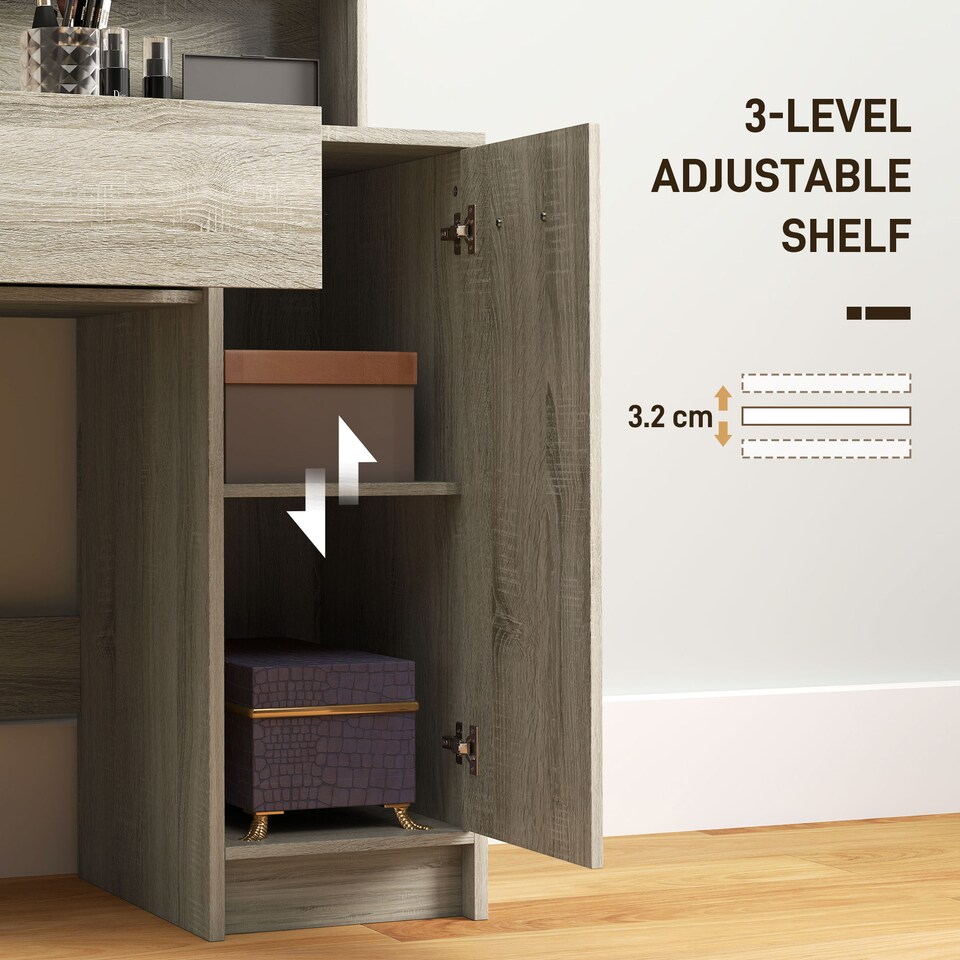 image 1 of HOMCOM Dressing Table with Mirror and Stool, Makeup Desk for Bedroom