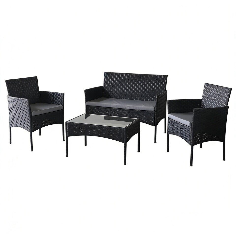 image 1 of MCC DIrect Rattan Sofa Chairs and Table Outdoor Patio Garden Furniture Bistro Set Roger