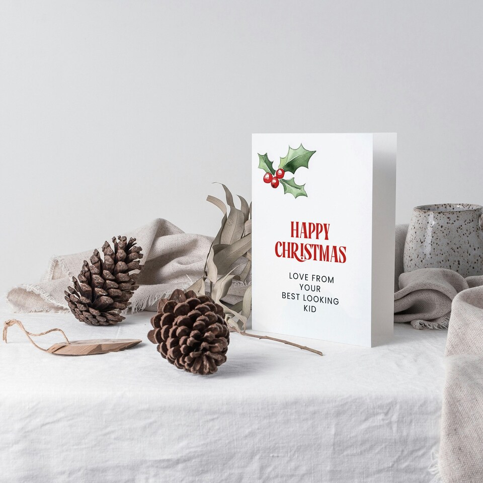 image 1 of Love From Your Best Looking Kid Funny Cheeky Blank For Him Or Her Art Christmas Card