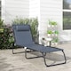 image 2 of Outsunny Folding Beach Chair Chaise Lounge 4 Adjustable Positions, Grey | Grey