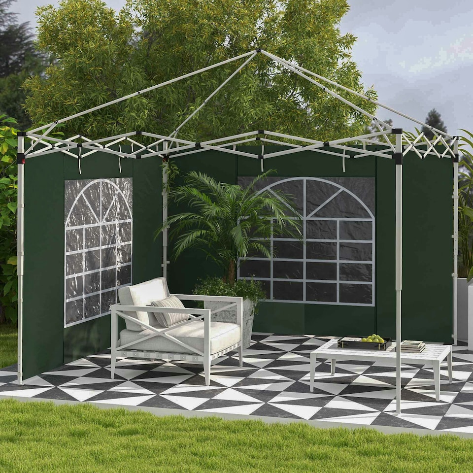 image 1 of Outsunny 3x3(m) or 3x6m Pop Up Gazebo Side Panels Replacement, 2 Pack, Green