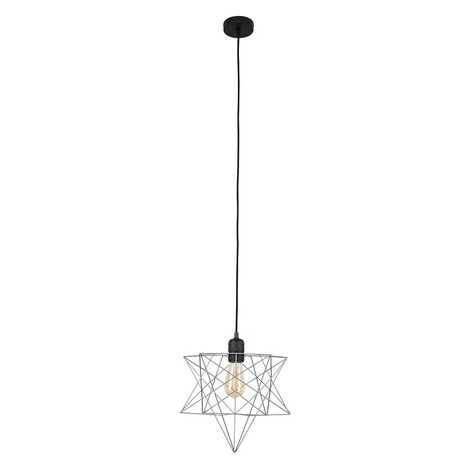 image 1 of ValueLights Casco Matte Black Pendant Light with Grey Novelty Shade and E27 Pear LED 4W Warm White 2700K Bulb