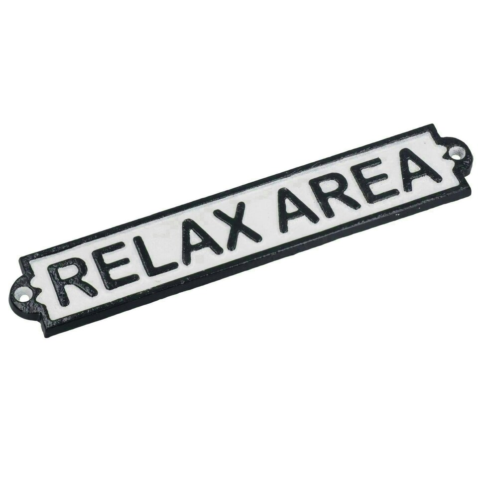 image 1 of Relax Area Cast Iron Sign Plaque Door Wall House Fence Gate Garden Hotel Shop