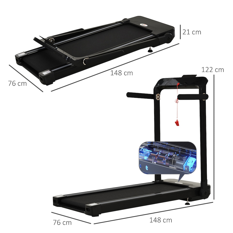 image 1 of HOMCOM 1.85HP Foldable Electric Treadmill Fitness Safety Lock LED screen-Black