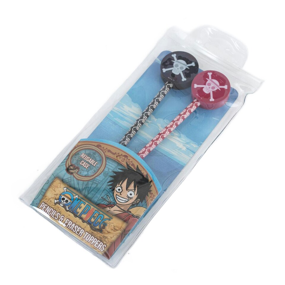 image 1 of One Piece Pencil and Topper (Pack of 2) - Black/Red/White - One Size