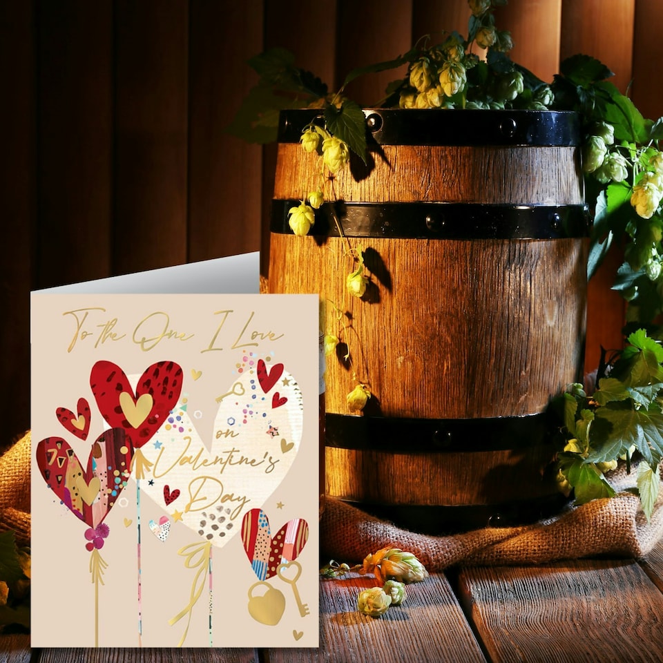 image 1 of Words 'n' Wishes Valentine Day Card to The One I Love on Valentine's Day, 23 x 19 cm, Red & Pink