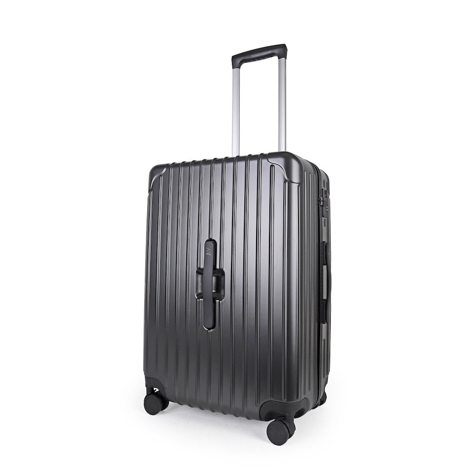 image 1 of Lightweight Hard Shell Check-In Suitcase with Cupholder | Black | Medium