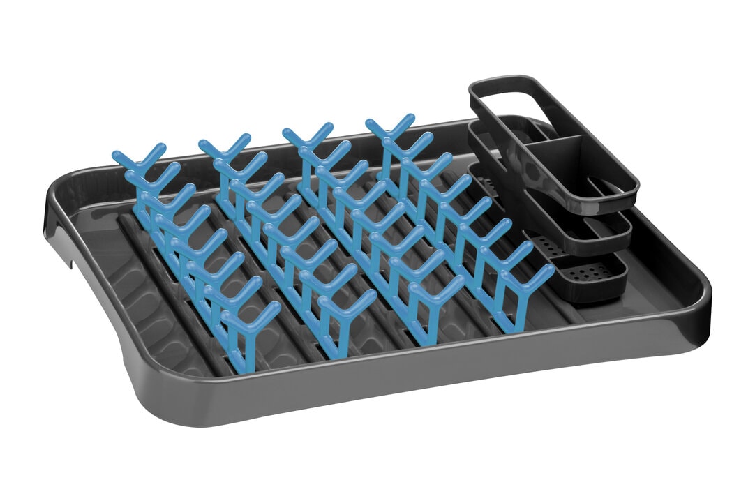 Orsina Stylish Grey & Lime Green Dish Drainer, Functional Dish Drainer For Kitchen, Practical Design Dish Drainer in Blue