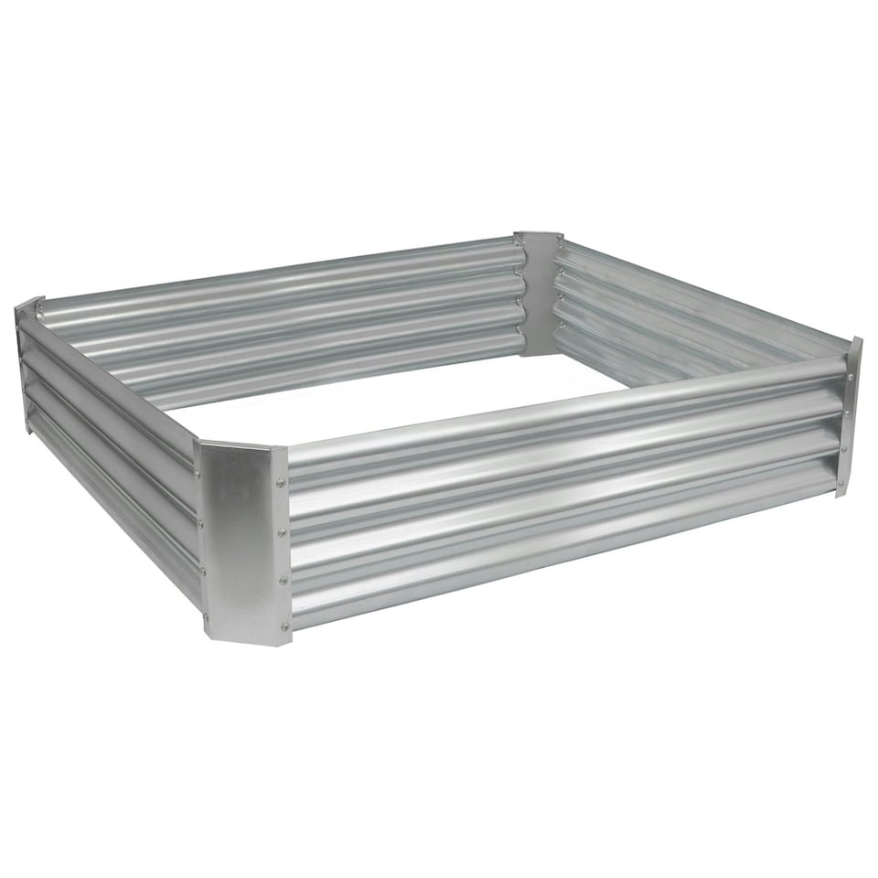 image 1 of Harbour Housewares Square Galvanised Steel Raised Garden Bed - 120cm x 120cm - Silver N/A