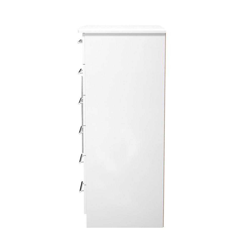 image 1 of Carlton 5 Drawer 1 Door Childrens Wardrobe in Porcelain Matt (Ready Assembled) | White | Porcelain Matt