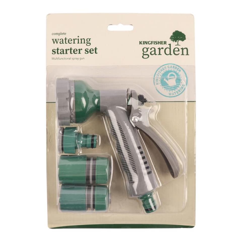 image 1 of 2 Pack of 6 Pattern Garden Hose Pipe Spray Set with Fittings | Grey | Grey