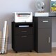 image 2 of HOMCOM 60cm Filing Cabinet with Drawer, Open Shelf, Metal Handles and 4 Wheels, Office Home Organiser Mobile Printer, Black