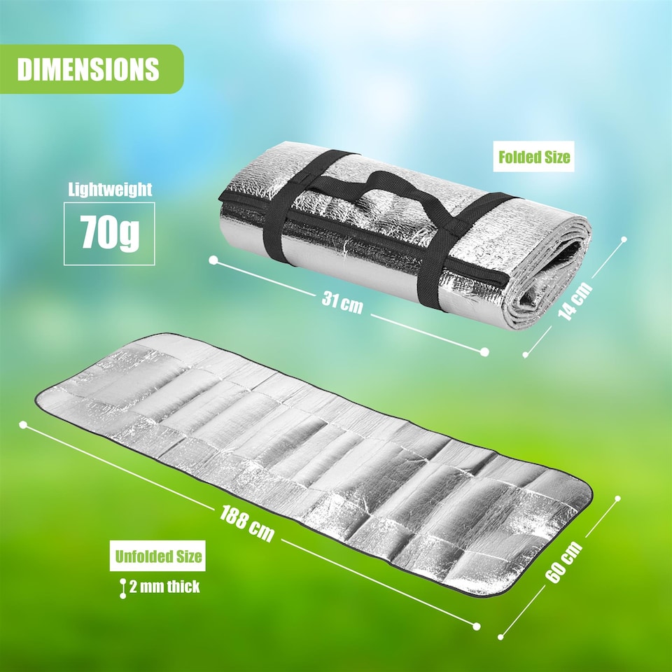 image 1 of GEEZY Camping Mat Foam Sleeping Pad Silver 180cm x 50cm