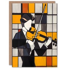 Violinist Cubism Classical Music Lover Him Her Birthday Card