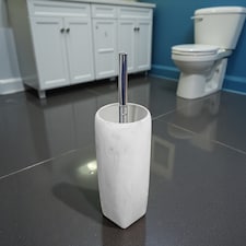 Showerdrape Octavia White Marble & Chrome Toilet Brush & Holder | White | 1