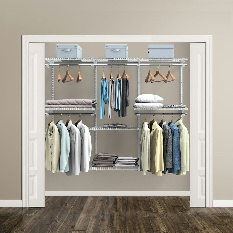 image 1 of COSTWAY Wall Mounted Closet System Organizer Rack Hanging Rod Silver | One Size