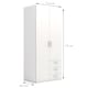 image 10 of Space Wardrobe 2 Doors 3 Drawers White 1750