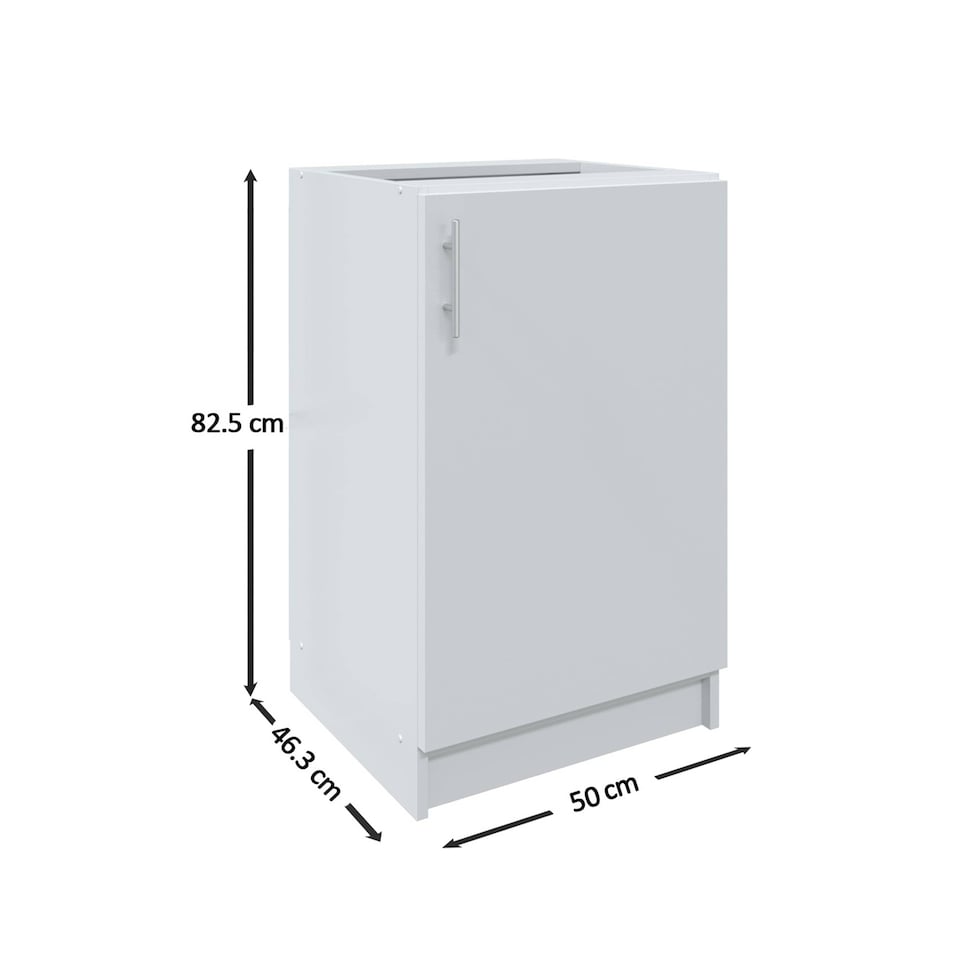 image 1 of JD Greta Kitchen Base Unit 500mm Storage Cabinet With Door Shelf 50cm - White Matt