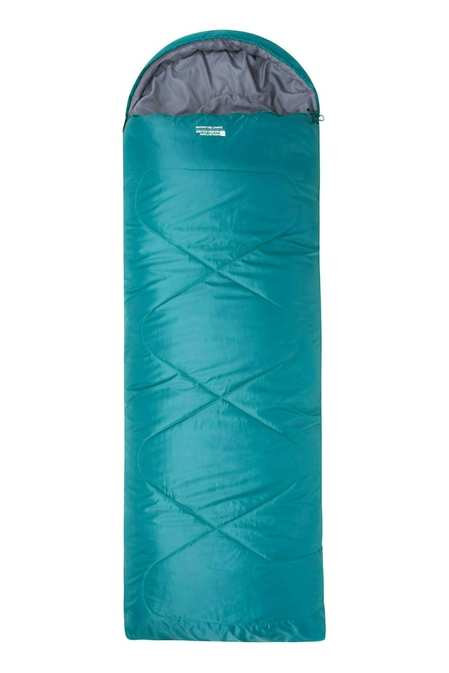 image 1 of Mountain Warehouse Summit 250 Square Sleeping Bag Insulated Two Way Zip Camp Bed Right Handed Zip - Regular length (200cm) | Blue