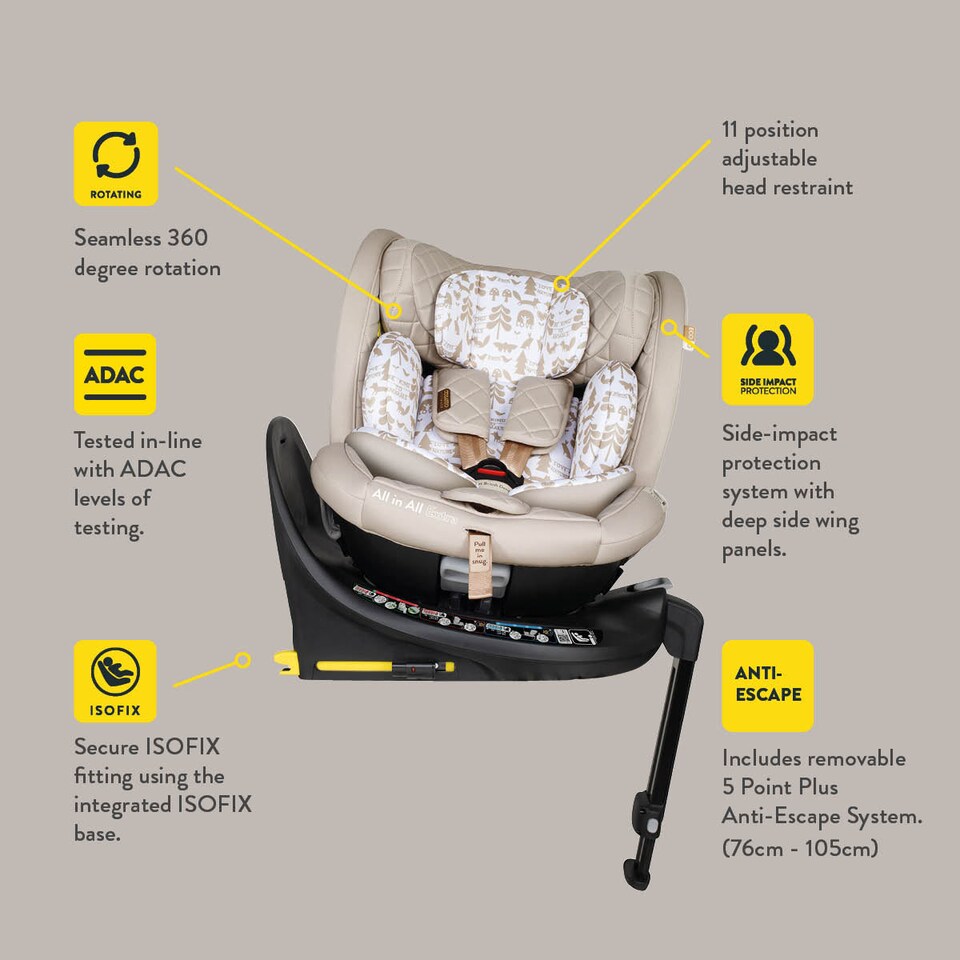 image 1 of Cosatto All in All Extra iSize 360 Car Seat Birth to 12 Years, Extended Rear Facing, ISOFIX with 360 Rotation