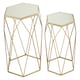 image 2 of Set of 2 Hexagonal Mirrored Top Side Tables,Nesting Tables With Champagne Finish,Decorative Accent Tables Gold