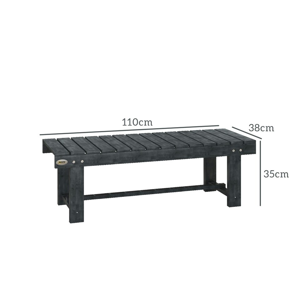 image 1 of Outsunny 1.1M Outdoor Garden Bench Patio Loveseat Fir Wood 2 Person Grey