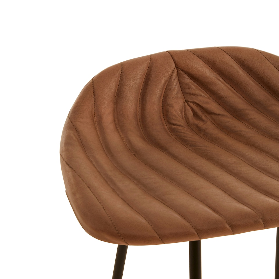 image 1 of Interiors by Premier Light Brown Leather And Iron Stool