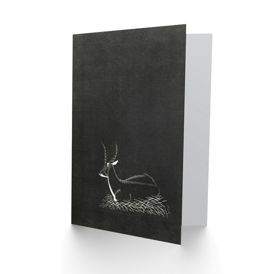image 1 of Samuel J De Mesquita Art Card Stylised Waterbuck Painting