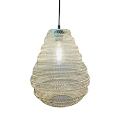 CGC Casablanca Medium Silver Moroccan Mesh Metal Ceiling Pendant Light | Silver | Silver | Height: 34 cm Width: 30 cm Ceiling Rose Height: 150 cm