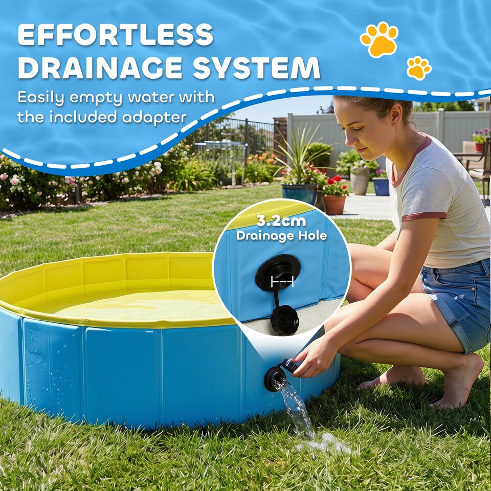 image 1 of PawHut Dog Pool Dog Bath Tub Dog Paddling Pool, 100 x 30 cm