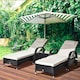image 10 of Outsunny 3 PCS Rattan Lounger Recliner Bed Garden Furniture Set w/ Side Table