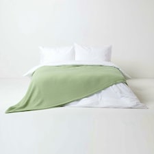 Homescapes Organic Cotton Waffle Blanket/ Throw Sage Green - 250 x 230 cm | Green