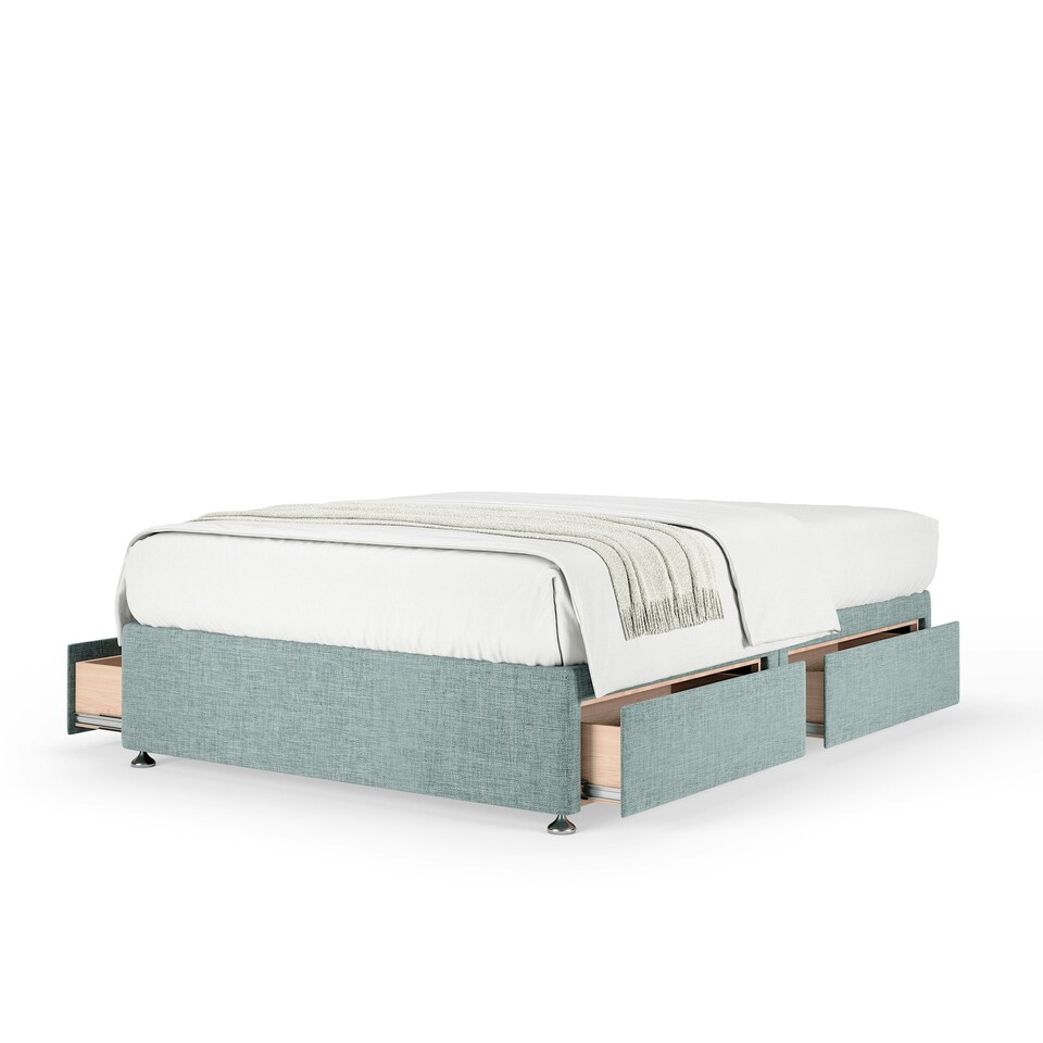 image 1 of Super Ortho Orthopaedic Duckegg Linen 4 Drawer Divan Set Small Double