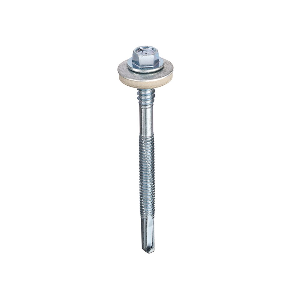 image 1 of 5.5/6.3X130 Hex Head Hi Thread Comp. Panel Self Drill Screw - Box of 100 | Silver