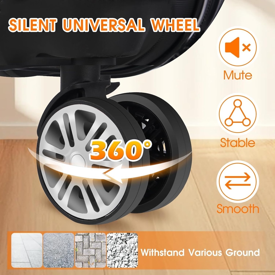 image 1 of 4 Piece Travel Luggage Sets with 360° Spinner Wheels | Black | Black