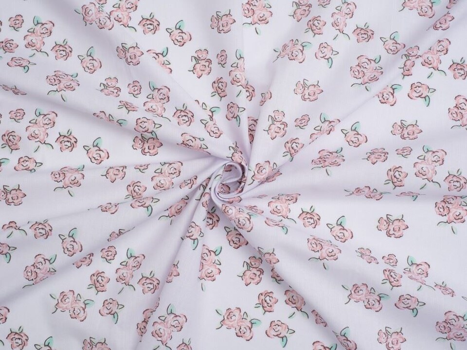 Pink Printed Polycotton Fabric for Dressmaking, 112.5cm / 44" Wide - per metre