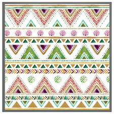 Colourful striped gold style triangles (Picutre Frame) Grey | M