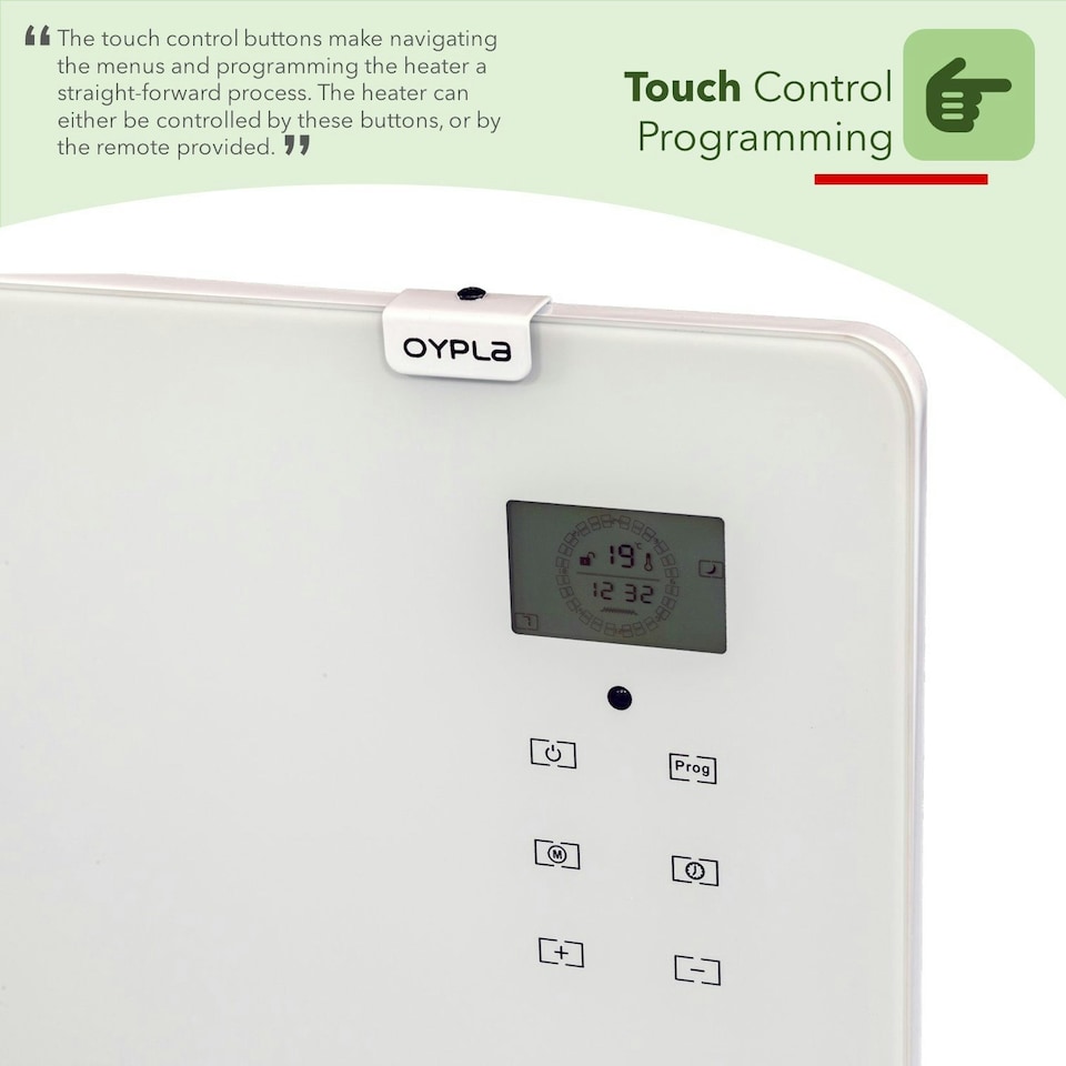 image 1 of 2000W White Glass Free Standing Electric Panel Convector Heater