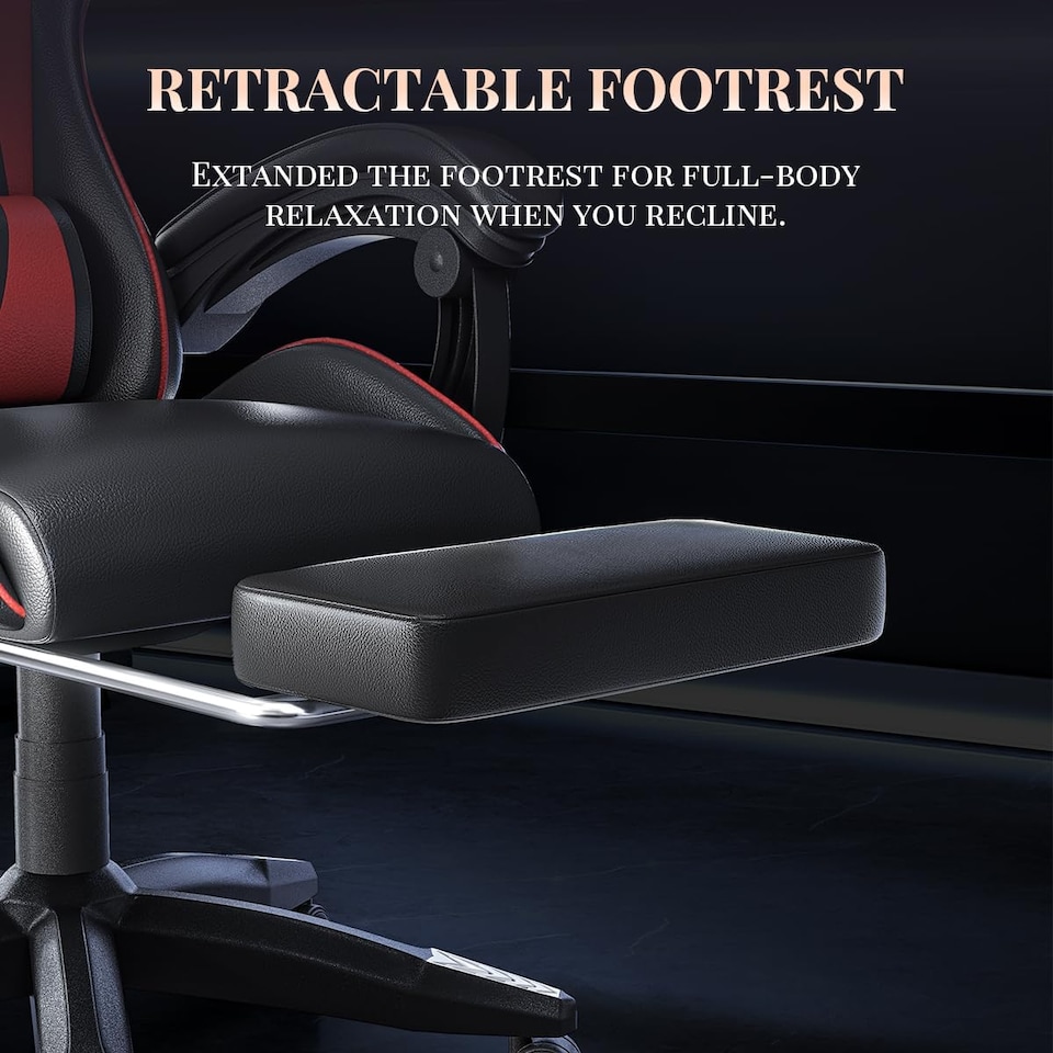 image 1 of Rattantree Ergonomic Gaming Chair Massage Lumbar Footrest Leather Swivel 150 Kg Capacity