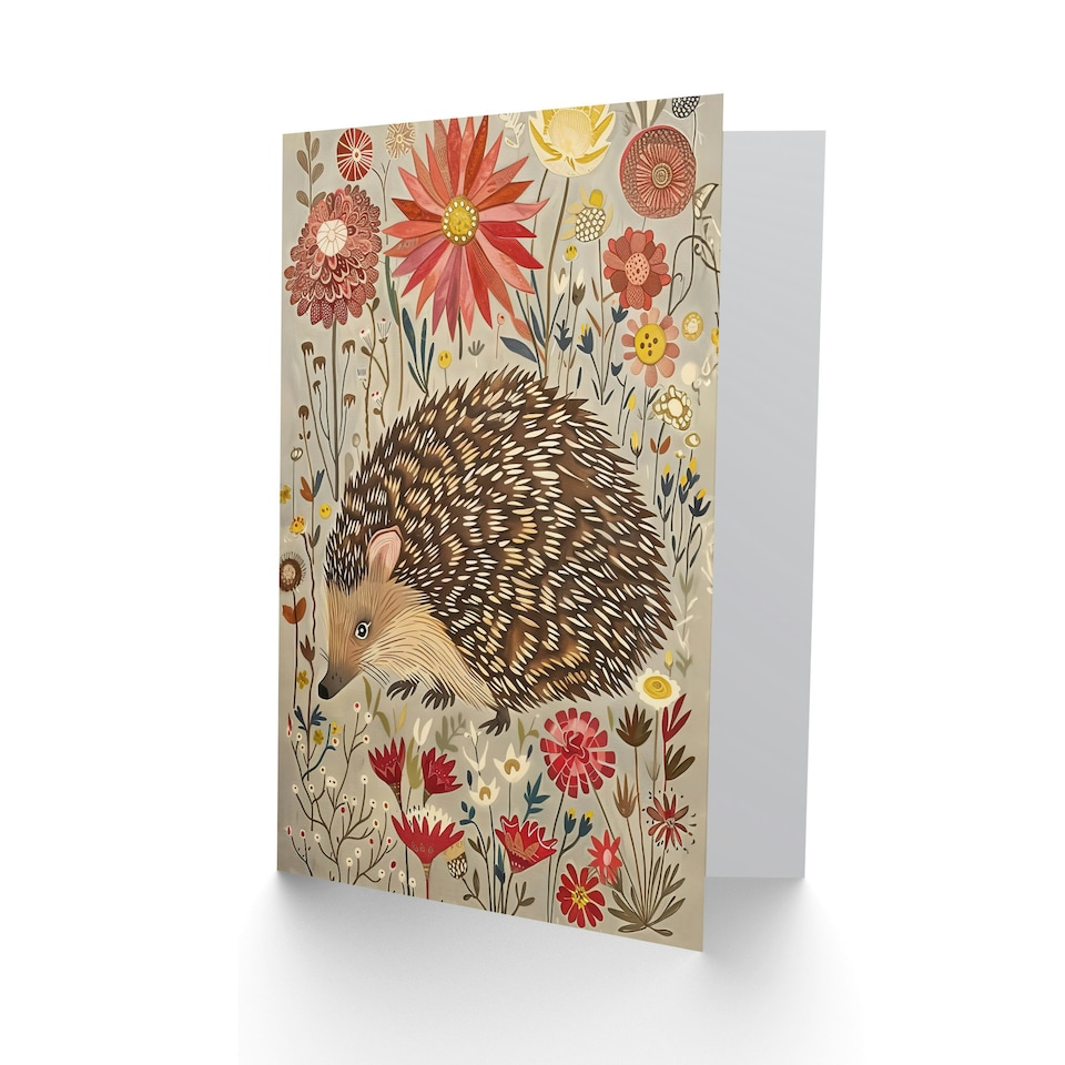 image 1 of Cute Floral Rustic Woodland Hedgehog Him Her Birthday Card