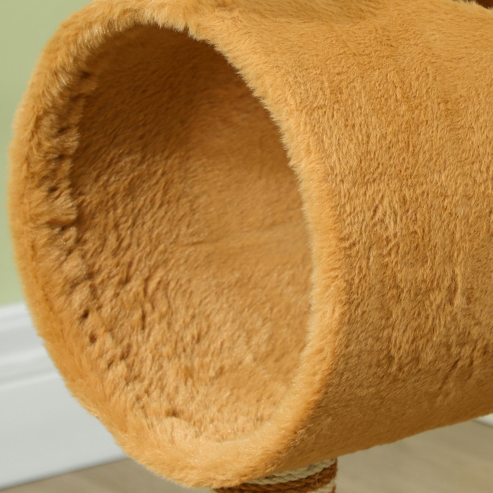 image 1 of PawHut Cat Tree 98cm Deer-Designed Scratching Post with Ball Tunnel, Brown