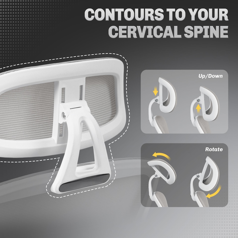 image 1 of HOMCOM Ergonomic Office Chair, Mesh High Back Desk Chair with Adjustable Lumbar Support and Headrest, Footrest, Reclining Executive Swivel Computer Chair for Home Study, Grey | Grey